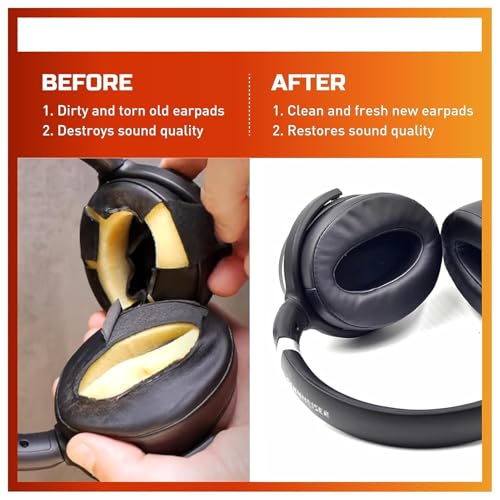 Image of Crysendo Headphone Cushion Compatible with Sennheiser HD 4.40 BT /HD 4.50 BT /HD 4.50 BTNC Earpads | Protein Leather + Memory Foam | Replacement Headset Ear Cushion Pads (Black)