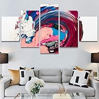 SIGNWIN 5 Panel Canvas Wall Art Abstract Closeup Colorful Digital Art Lights for Home Decorations Ready to Hang - 60