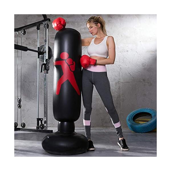 Inflatable-Free-Standing-Punching-Bag-Heavy-Training-Bag-Adults-Teenage-Fitness-Sport-Stress-Relief-Boxing-Target Inflatable Free Standing Punching Bag, Heavy Training Bag, Adults Teenage Fitness Sport Stress Relief Boxing Target (Black)