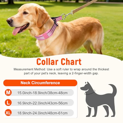 Ledeak Martingale Hundehalsband, Hundehalsband Zugstopp für Mittelgroße & Große Hunde, Zughalsband mit Stopp für Hunde, Trainingshalsband für Training & Spaziergänge (Rosa, L)