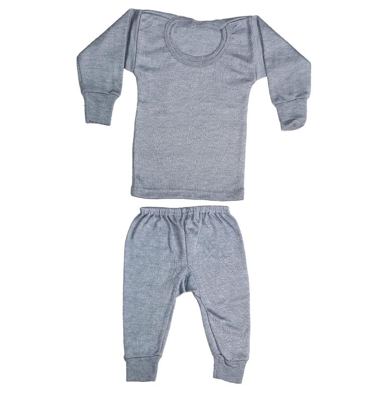 Round Neck Winter Thermal Set of Top Trouser for Kids/Thermal for Boys and Girls/Kids Thermal_Pack of 02_Blue|Grey_4-5 Years 3