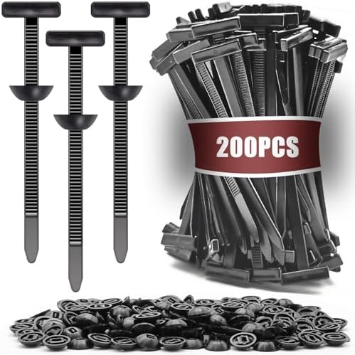200 Pack Nylon Universal Cable Tie Buckle Zip Tie, Heavy Duty Self-Locking Push Pin with Button Fixion Tools, UV Resistant Plastic Rivet Fasteners for Car Auto Repair (Fender, Bumper, Trunk Liner)