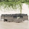TREATLIFE HOME 7 Piece Patio Lounge Set with Cushions, Contemporary Design, Gray Rattan