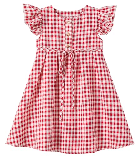 Toddler Baby Girls Cotton Ruffle Backless Sleeveless Swing Kids Plaid Casual Dresses