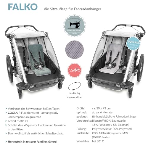 Liebes von priebes Falko Coolair Funktionssitzauflage für Fahrradanhänger Kinderanhänger/Universal Sitzauflage Stützkissen Komfort Sitzpolster/Sitzverkleinerer mit atmungsaktivem Material