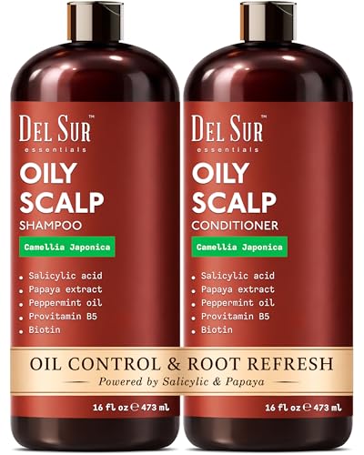 DEL SUR Clarifying Shampoo & Conditioner Set for Oily Scalp | 16 fl oz | with Camellia Japonica,...