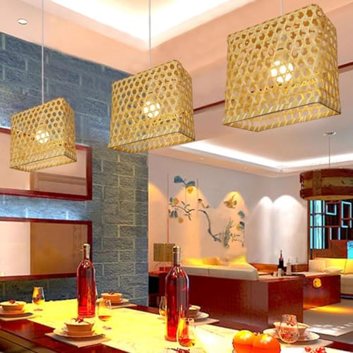 Lámpara de comedor que evita deslumbramientos con ratán retro japonés 2