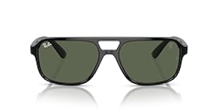 Unisex Sunglasses Black Frame, Dark Green Lenses, 58MM