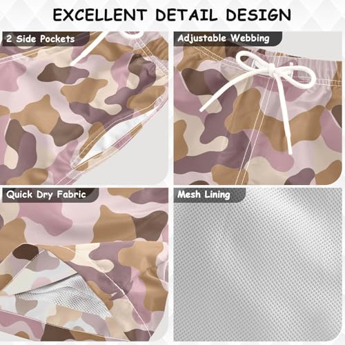 JUNZAN Camouflage Boys Swim Trunks Toddler Swimming Trunks for Boy Beach Swim Shorts Coffee Brown3