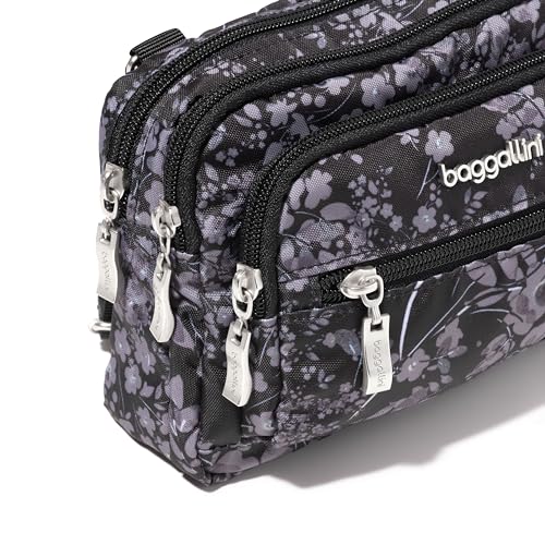 Image of Baggallini Triple Zip Small Crossbody Bag for Women - Lightweight Convertible Fanny Pack Belt Bag