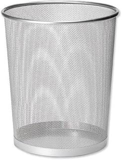 Unibos Circular Metal Waste Paper Bin Basket Bedroom Room Kitchen Office Lightweight Silver