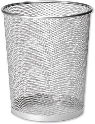 Unibos Circular Metal Waste Paper Bin Basket Bedroom Room Kitchen Office Lightweight Silver