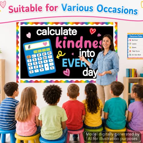 Math Kindness Bulletin Board Set Mathematics Classroom Decorations Inspirational Calculate Kindness Into Every Day Paper Cutouts Back to School Bulletin Board Border for School Office Wall Door Decor - Image 7