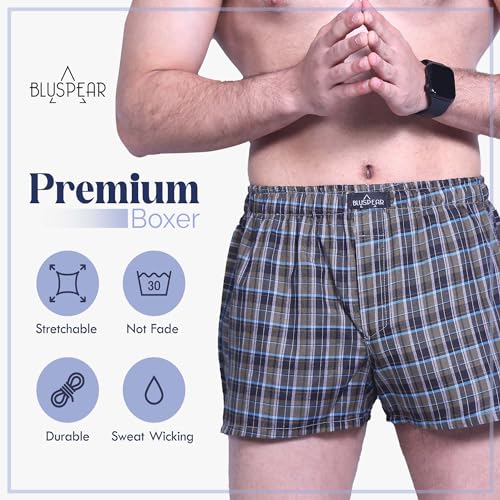 Cotton Boxer Shorts for Men Multipack, Tag-Free Woven Boxer Shorts, Breathable Plaid Boxers, Cotton Underwear men3