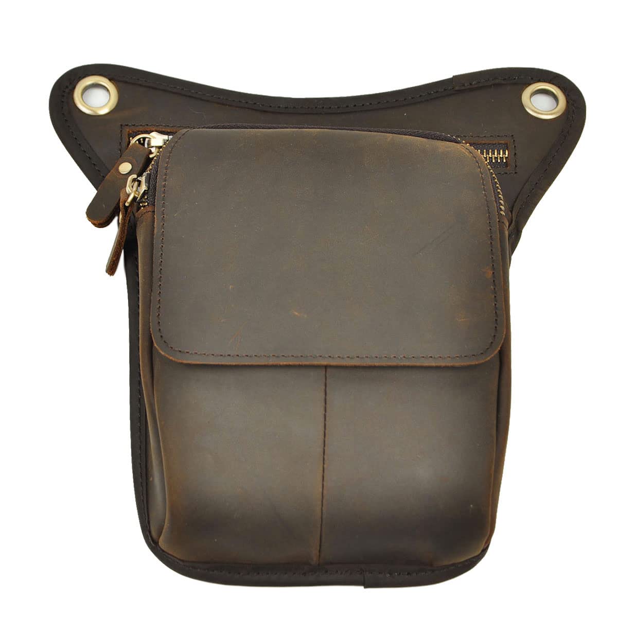 Le'aokuu Hombres Cuero Genuino Bolso Cintura Bolso Pierna Multifuncional Militar Táctico Bolsa de cardera Senderismo Deportes Camping 211-1 (1 211-1 A marrón)