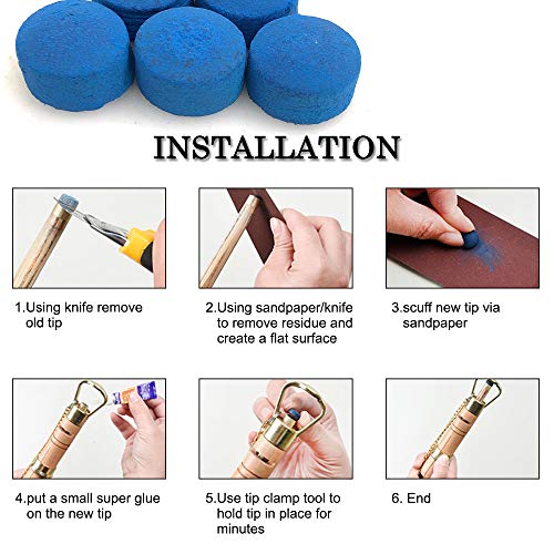 Embout de rechange pour queue de billard YuCool bleu contre les fausses queues lot de 50