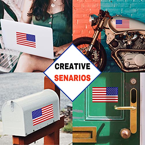Reflective Full Color American Flag Stickers 2 Pairs Bundle 3" X 5" Tactical Military Flag Reverse USA Decal for SUV, Hard Hat, Car Vinyl Window Bumper Decal Sticker (B)