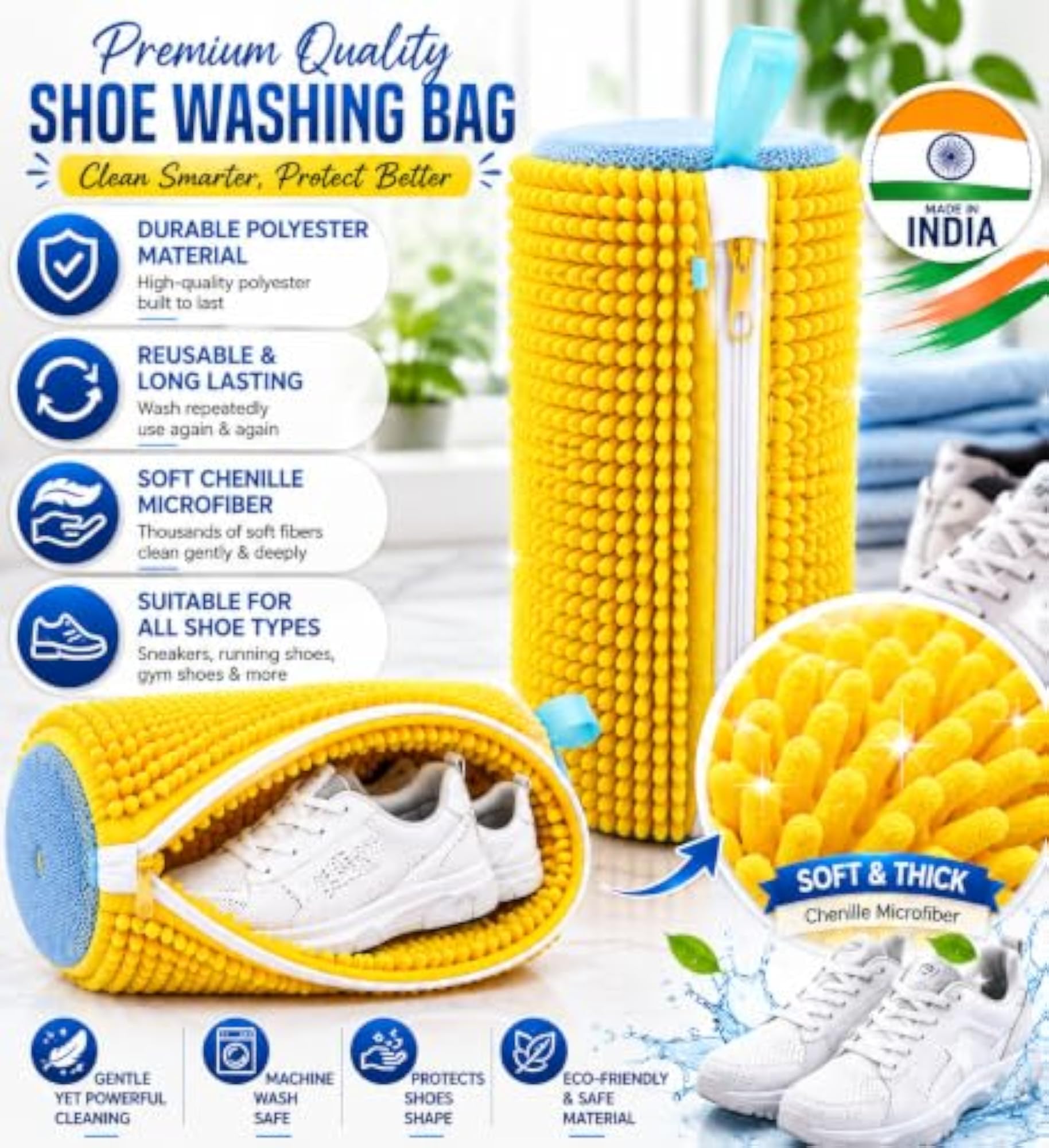 Microfiber Shoe Washing Bag, Set of 3
