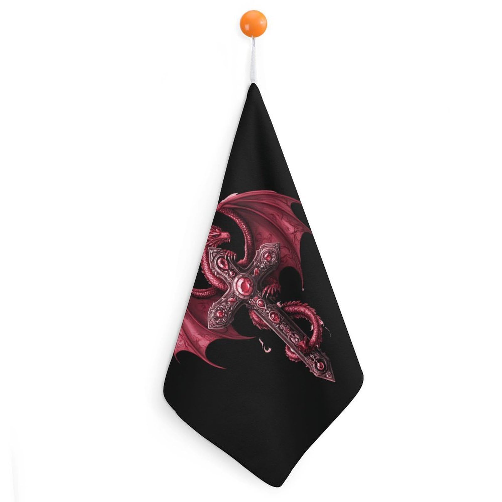 CGSBNGHA Dragon-Crosses Hand Towel Hanging Face Towels Cleaning Cloths Handkerchief for Bathroom Kitchen