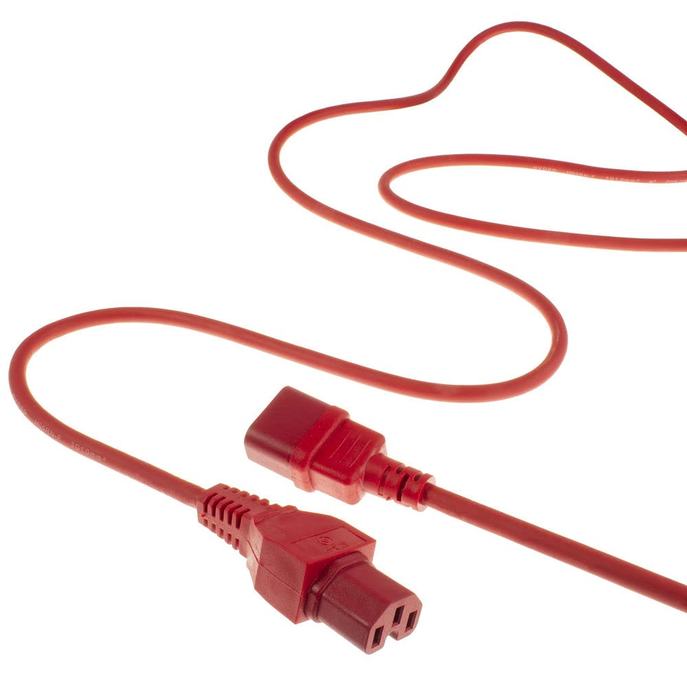 ACT Kabel do podgrzewacza 2 m, wtyczka C14 na gniazdo C15, kabel zasilający, przedłużacz, wtyczka do podgrzewacza czerwona – AK5308