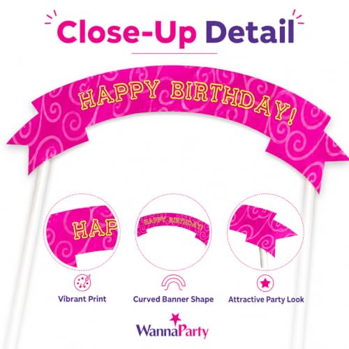 Image of Wanna Party Cake Toppers Set - 5 Pc, Pink