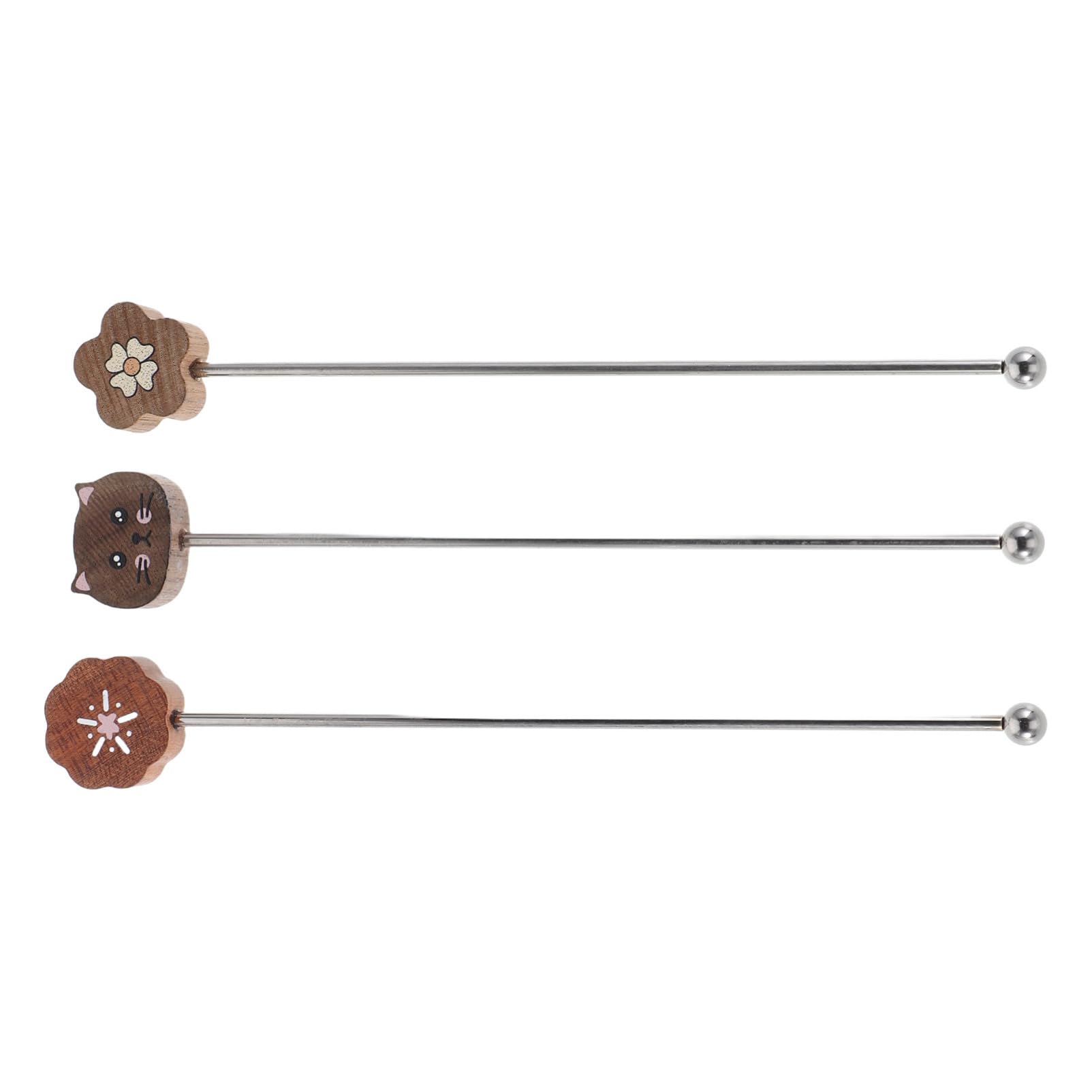 Garneck 3Pcs Vintage Stainless Steel Swizzle Sticks Reusable Coffee Paddle Stir Sticks for Cocktails Travel Outdoor Events Portable Drink Mixers