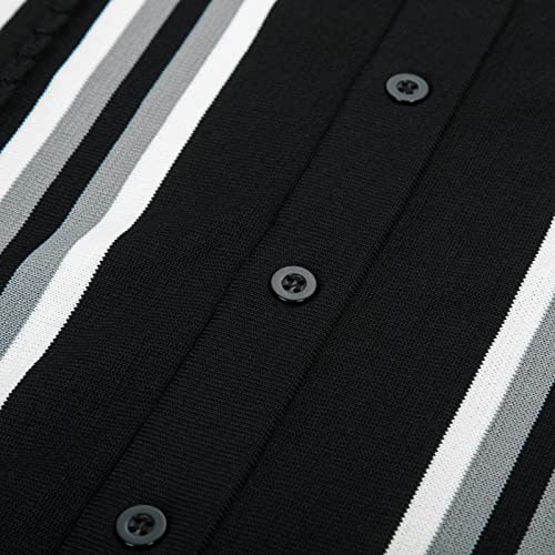 PJ PAUL JONES Mens Vintage Striped Knit Polo Shirt Long Sleeve Button Down Cardigan Sweater4