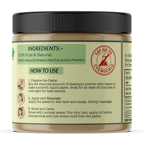Image of Natural Hair Wash Shampoo Powder (200g) With Amla, Reetha, Shikakai & Methi | Strong Hair Growth & Hair Fall Control Cleanser With Conditioning | Sulphate & Paraben Free