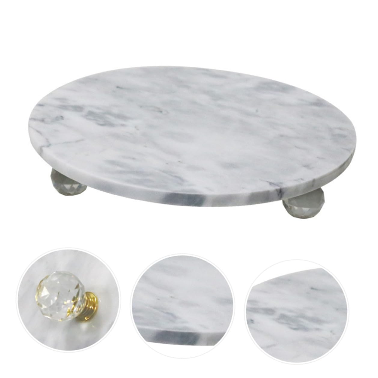 KOMBIUDA Bandeja Multifuncional de Mármol Natural Redonda Soporte para Joyas Frutero Decorativo para Baño y Mesa Bandeja de Almacenamiento Estilo Nórdico Adecuado para Aperitivos y