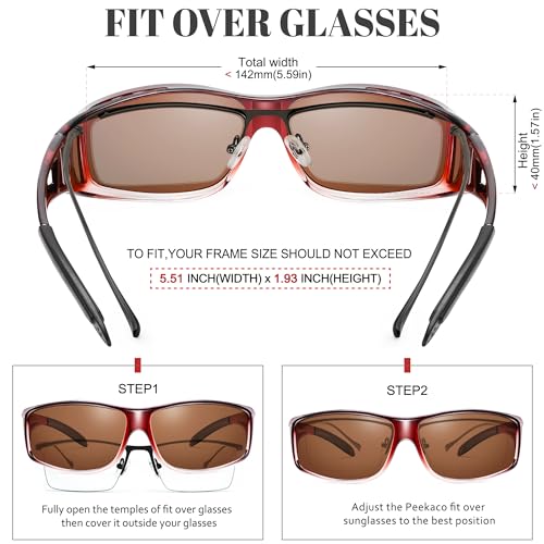 Image of Polarized Sunglasses Fit Over Glasses for Men Women | Wrap Around Sun Glasses for Driving Fishing UV400 Protection