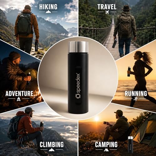 Image of Speedex Black Stainless Steel Water Bottle 1 Litre Set of 4 | Single Wall Water Bottles | BIS Approved Reusable Bottles for Kids & Adults | School, Office, Gym & Travel
