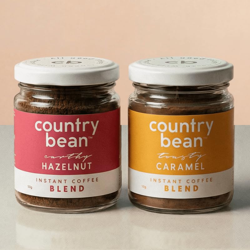 Hazelnut & Caramel Instant Coffee I Blend I 100g - Pack of 2 X 50g I Makes 100 cups I No Added Sugar I 100% Strong Coffee Powder