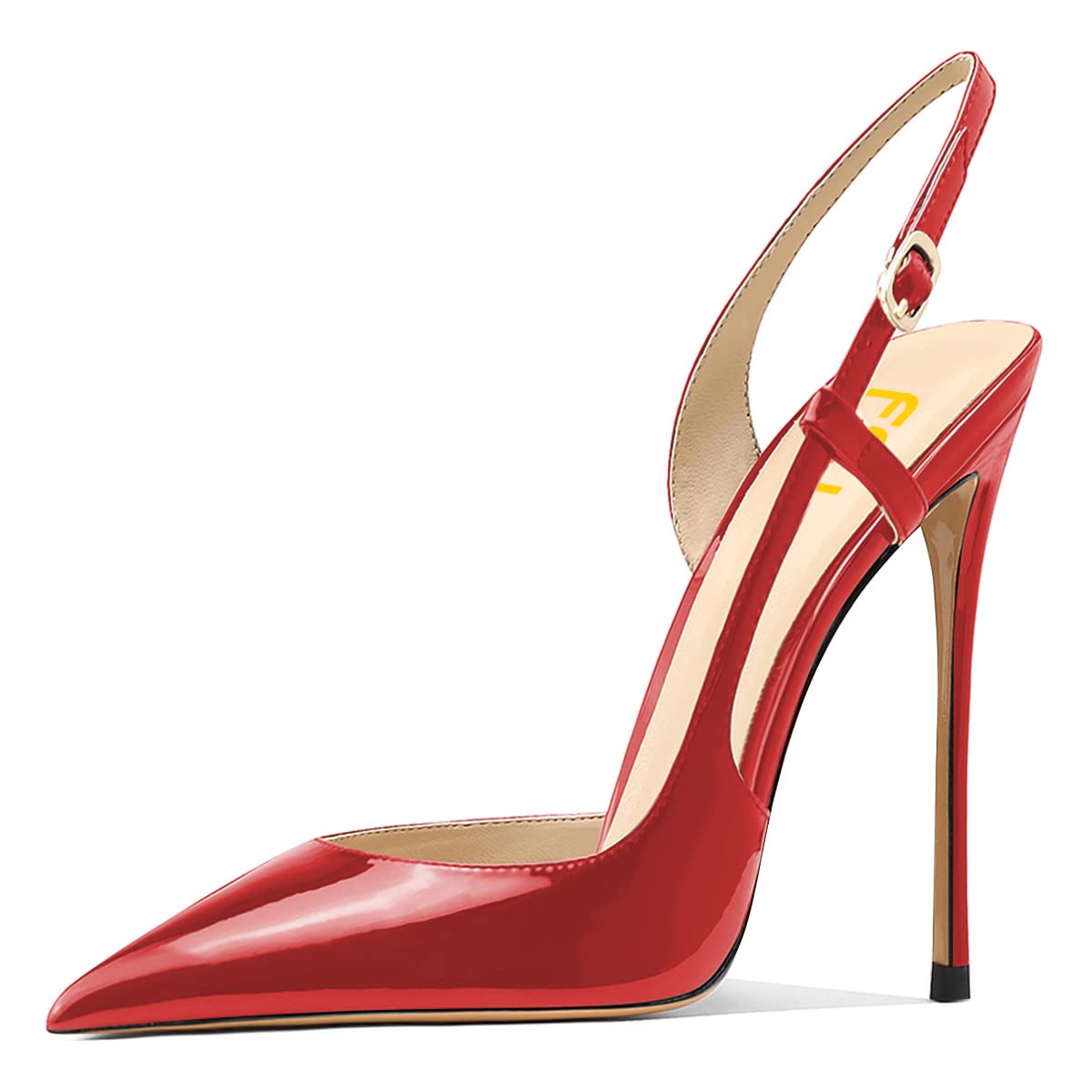 FSJ Women's Pointed Toe D'Orsay High Heel Slingback Pumps