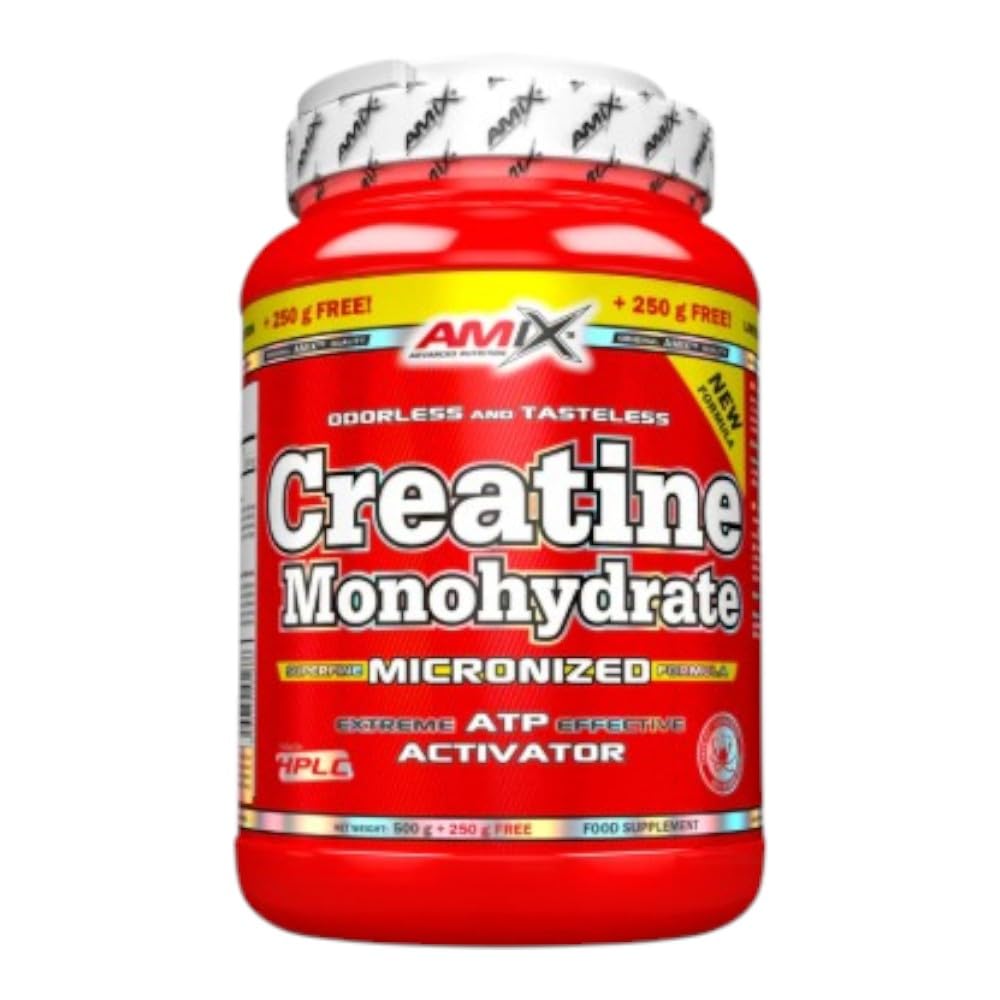 AMIX - Creatina Monohidratada - 500 Gramos + 250 Gramos Gratis - Complemento Alimenticio - Mejora el Rendimiento Físico - Ideal para Deportistas - 100% Micronizada - Proteína Masa Muscular