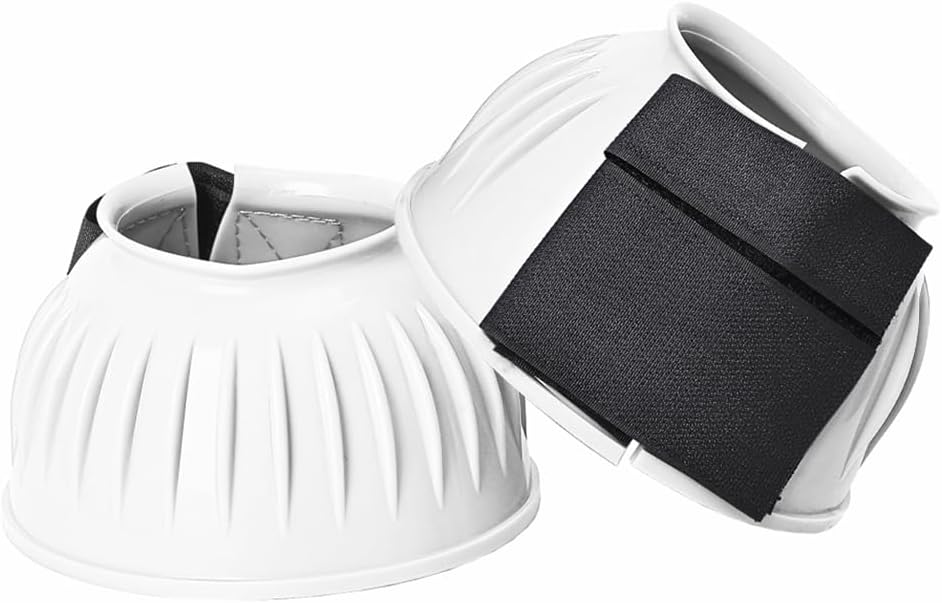 HILASON PVC Ribbed Double Hook and Loop Bell Boots White
