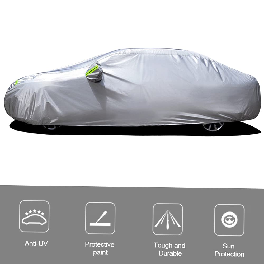 ACAGALA Car Cover Full Sedan Covers with Reflective Strip Sunscreen Protection Dustproof UV Scratch-Resistant Universal XL — view 3
