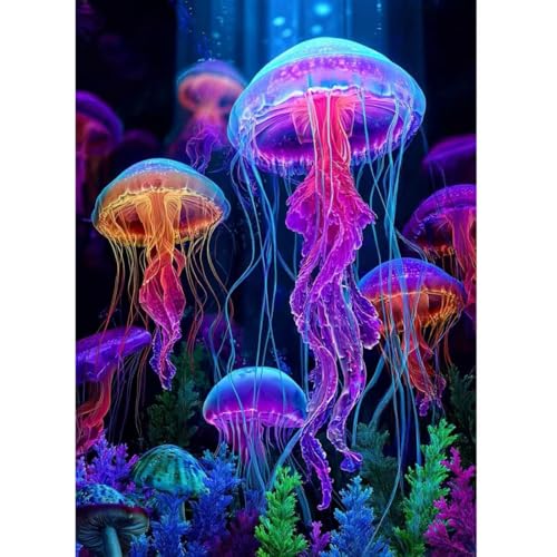 SHICERNHJ Jellyfish Diamond Art Painting Kits for Adults,5D Diamond Art Kits for Full Round Diamond Dots Painting,DIY Round Gem Art Diamond for Beginner Home Wall Decor 12 x 16 Inch