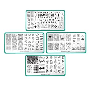 Maniology The Ultra Chic Geek Nail Stamping Plates, Geek and Gamer Nail Art, Rebel Yell and Game Over Collection (Level Up (M016), Radio Riot (M017), High Score (M049), Insert Coin (M050))