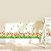 WandSticker4U®- adesivi murali TULIPANI (228x40 cm) I impermeabile piastrelle murales adesivi parete prato fiorito piante rosa giallo verde I Decorazione soggiorno camera letto cucina bagno