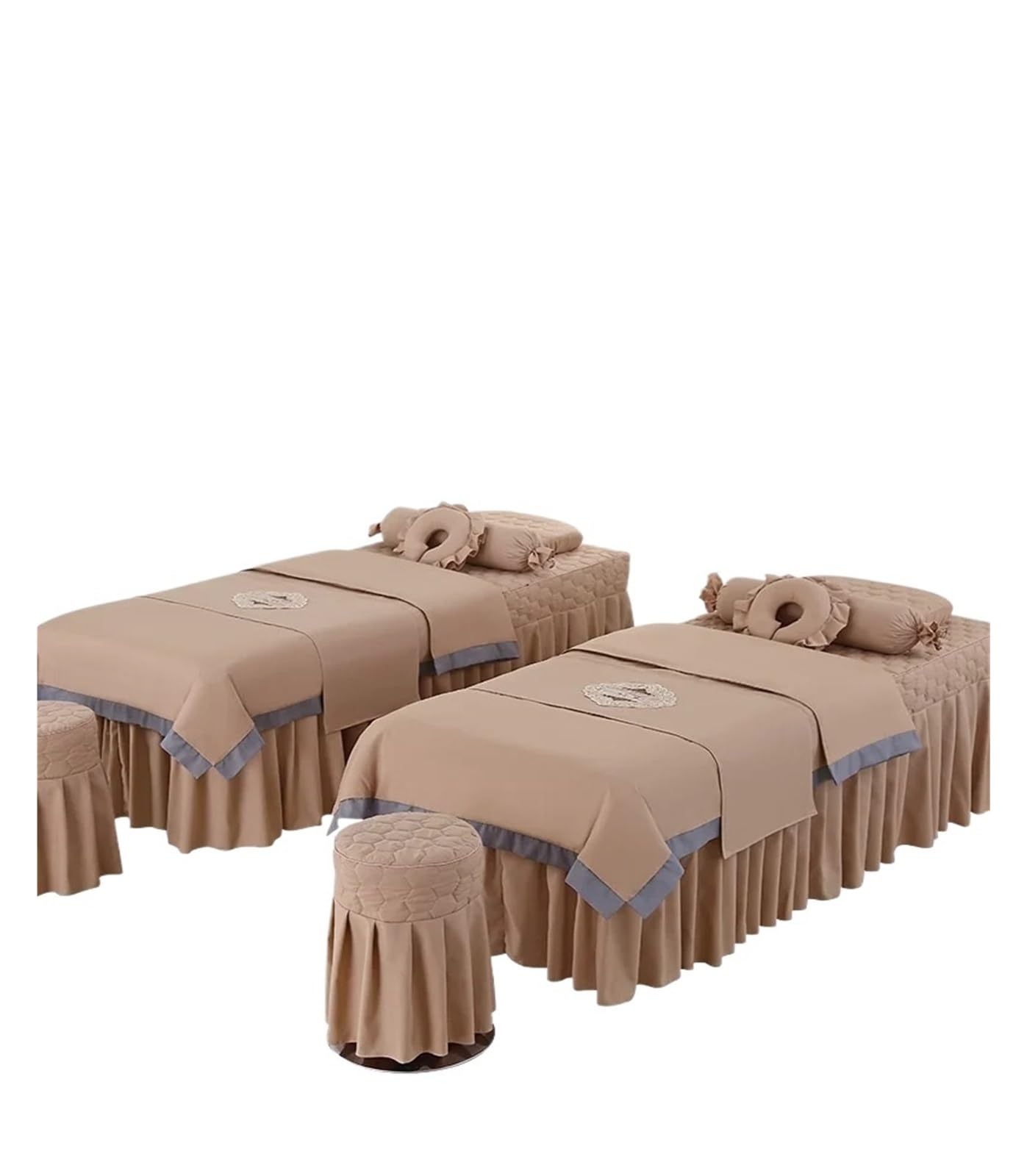 Beauty Salon Bed Cover Sets 4pcs Beauty Salon Bedding Sets Anti-Slip Massage Tuina Spa Use Patchwork Cover Bed Skirt with Hole Beddings(190x70)
