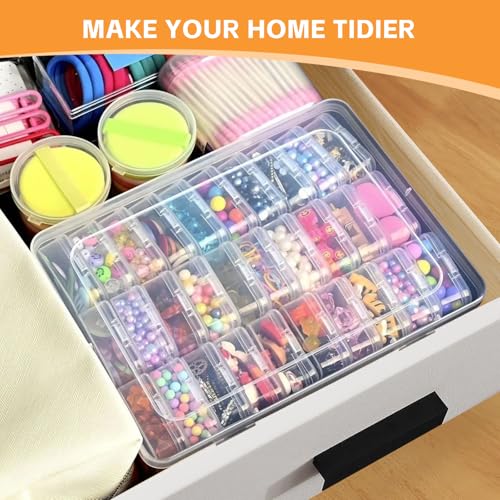Image of Bead Organizer, 31 Mini Clear Jewelry Organizer and Hinged Lid Bead Storage Containers, Ideal for DIY Jewelry Crafts, Screws and Small Parts Craft Storage.