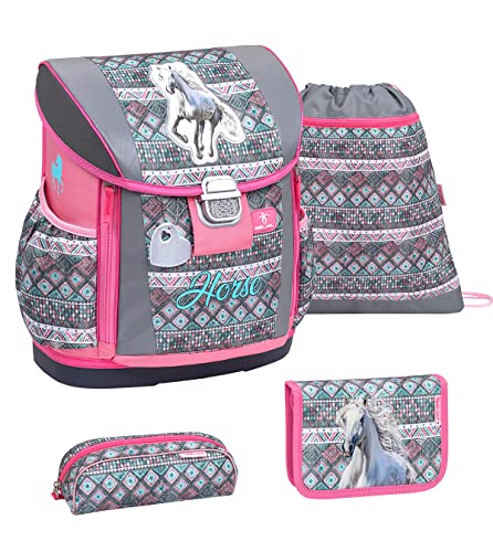 Belmil 404-20 - Mochila escolar (4 piezas), Horse Aruba Blue, Juego de mochila escolar Cover