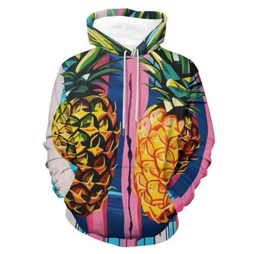 Sweat à capuche ananas rayé coloré pour rompre la monotonie pull chaud unisexe S
