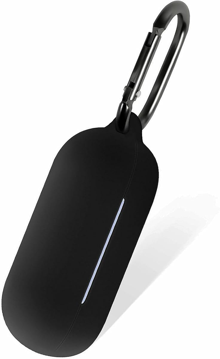 Geiomoo Silicone Case for Sony WF-C700N, Soft Flexible Scratch Resistant Protective Cover with Carabiner (Black)