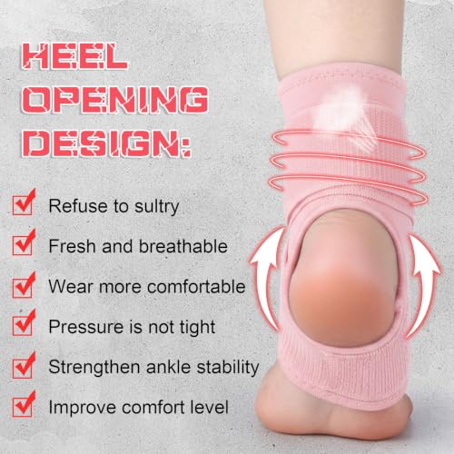 Image of Honoson 2 Pcs Ankle Brace Kid Ankle Support Youth Neoprene Lace up Compression Sleeve Foot Brace Stabilizer with Adjustable Strap for Sport Sprained Plantar Fasciitis Achilles Tendonitis(Pink,S)