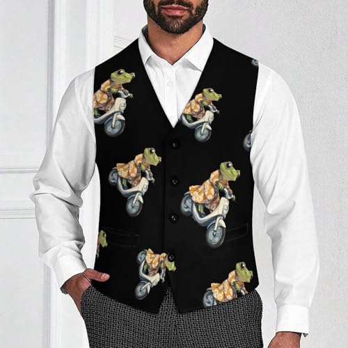 Frog Ride Motorcycle Mens Slim Fit Suit Vest Dress Waistcoat Casual Business Vest2