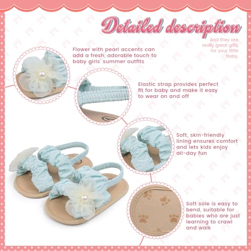 Image of Meckior Infant Baby Girls Boys Summer Sandals Open Toe Lace Princess Dress Wedding Flats Shoes Newborn Toddler Soft Non-slip Sole First Walker Crib Shoes