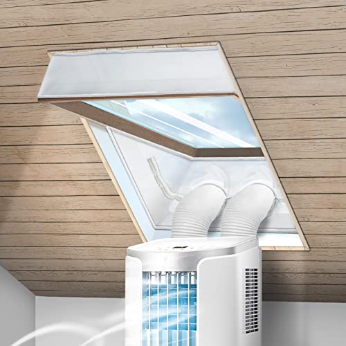 Fensterabdichtung für Mobile Klimageräte Dachfenster, Fensterabdichtung Hot Air Stop zum Anbringen an Schwingfenster, Fensterabdichtung Klimaanlage für max 390cm Fensterumfang, Fensterkitt Set 2x190cm Cover