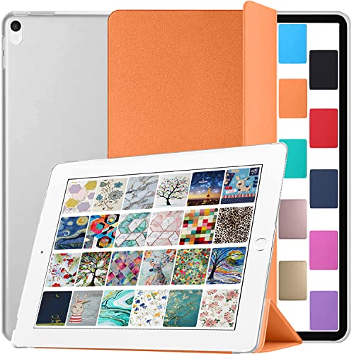 Image of DuraSafe Cases for iPad 10.5 Inch 2017 Air 3 2019 [ PRO 10.5 Air 3rd Gen ] A1701 A2152 A2123 MUUL2HN /A MUUK2HN /A MUUJ2HN /A MQDX2HN /A MQDY2HN /AiPad Cover with Translucent Frosted Hard Back - Orange
