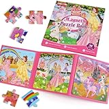 Magnetic Puzzles for Kids Ages 4-6, 36-Piece Toddler Travel Toys Princess Puzzles Ages 3-5, Educational Learning Magnets, Ideal Road Trip Activities Toys for 3 4 5 6 Girls